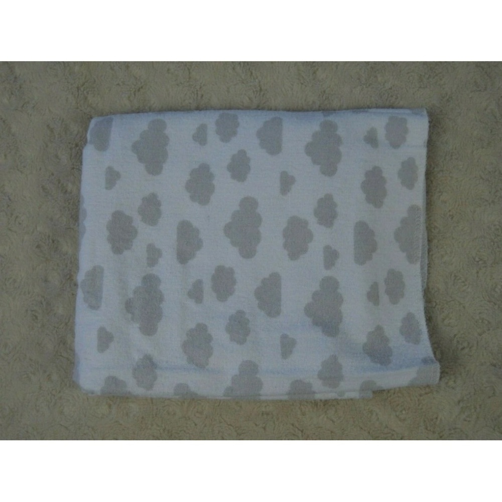 Gerber Gray White Clouds Print Baby Receiving Blanket Flannel Cotton
